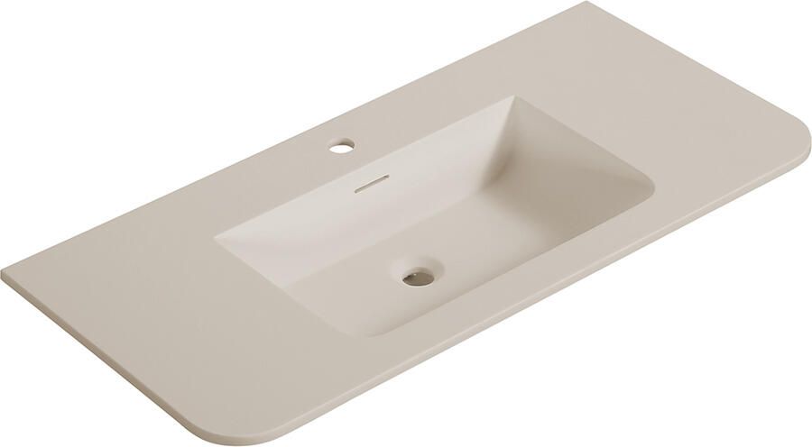 Wiesbaden Wastafel Laro 100x48x1 5 cm Met 1 Kraangat Ronde Hoeken Solid Surface Beige