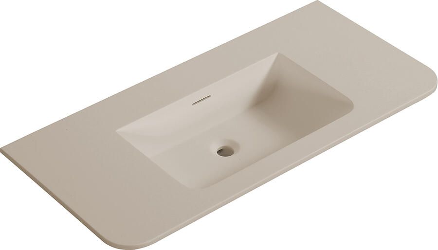 Wiesbaden Wastafel Laro 100x48x1 5 cm Zonder Kraangat Ronde Hoeken Solid Surface Beige