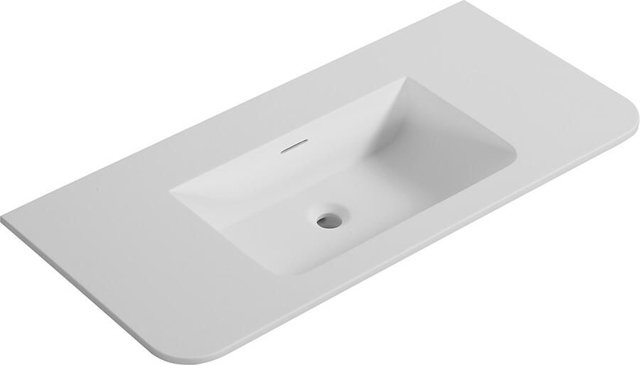 Wiesbaden Wastafel Laro 100x48x1 5 cm Zonder Kraangat Ronde Hoeken Solid Surface Mat Wit