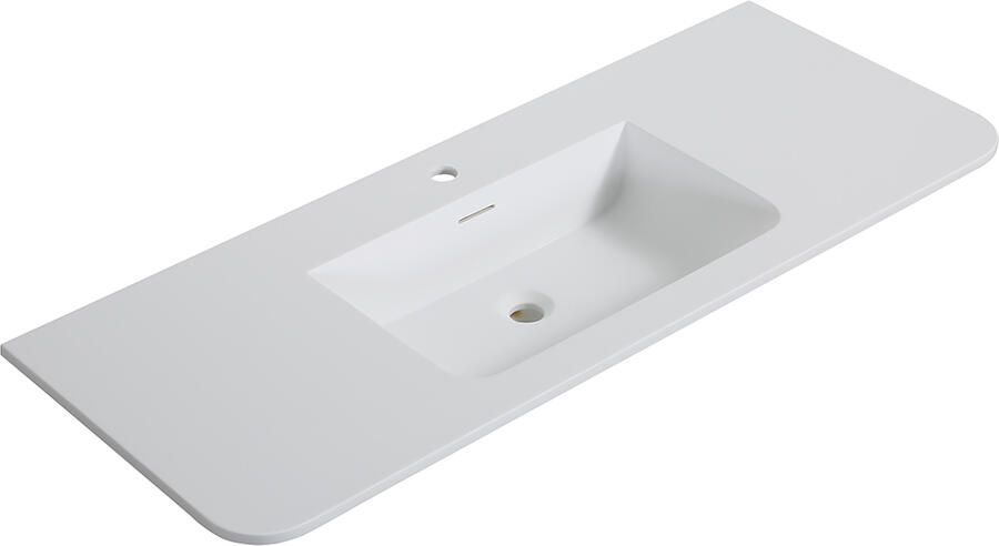 Wiesbaden Wastafel Laro 120x48x1 5 cm Met 1 Kraangat Ronde Hoeken Solid Surface Mat Wit