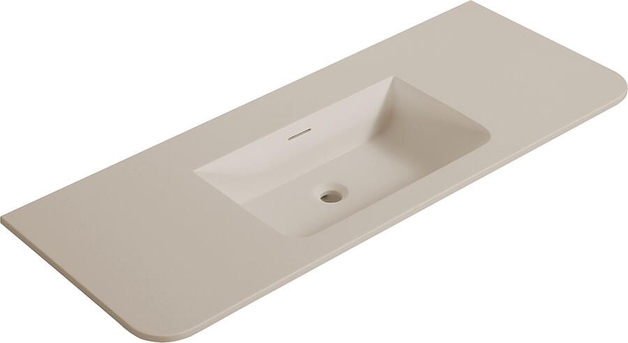 Wiesbaden Wastafel Laro 120x48x1 5 cm Zonder Kraangat Ronde Hoeken Solid Surface Beige