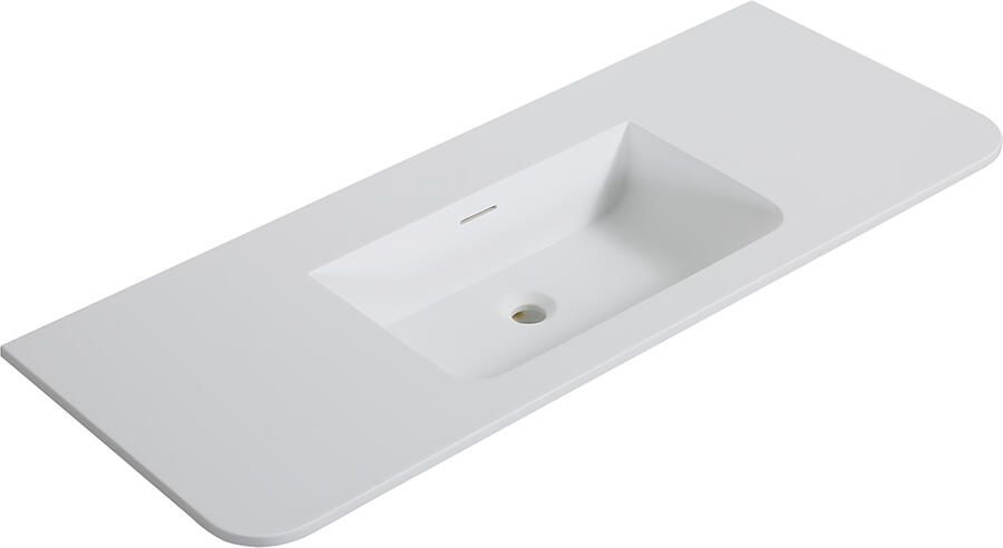 Wiesbaden Wastafel Laro 120x48x1 5 cm Zonder Kraangat Ronde Hoeken Solid Surface Mat Wit