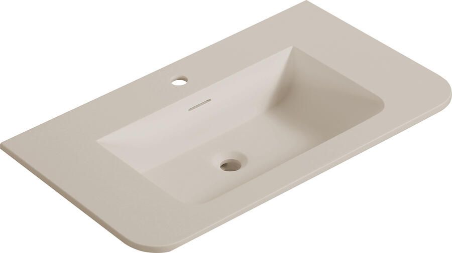 Wiesbaden Wastafel Laro 80x48x1 5 cm Met 1 Kraangat Ronde Hoeken Solid Surface Beige