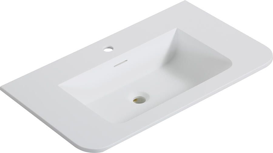 Wiesbaden Wastafel Laro 80x48x1 5 cm Met 1 Kraangat Ronde Hoeken Solid Surface Mat Wit