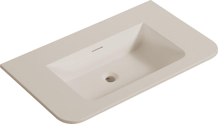 Wiesbaden Wastafel Laro 80x48x1 5 cm Zonder Kraangat Ronde Hoeken Solid Surface Beige