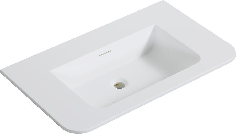 Wiesbaden Wastafel Laro 80x48x1 5 cm Zonder Kraangat Ronde Hoeken Solid Surface Mat Wit