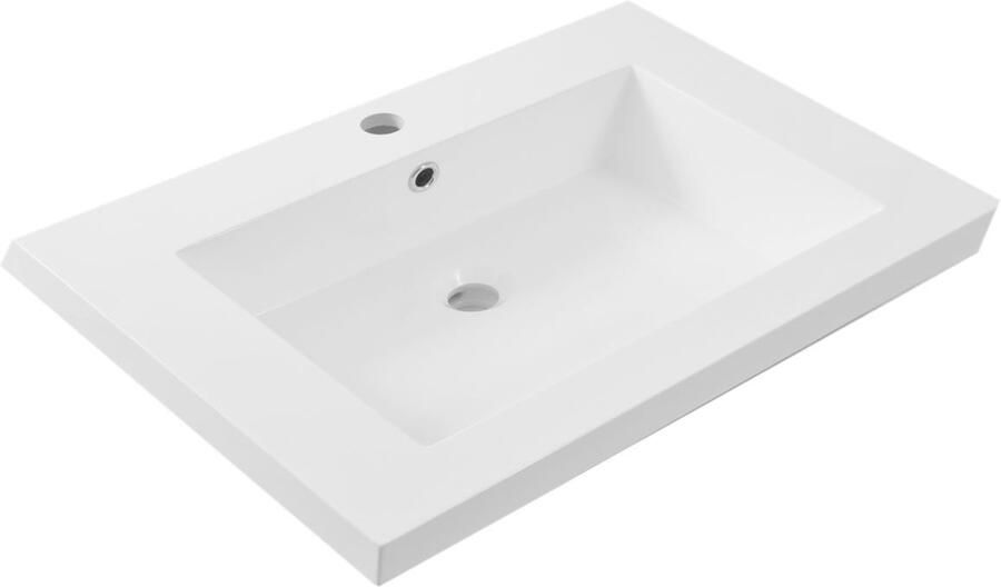 Wiesbaden Meubelwastafel Vision Rechthoek 60x47x5 5cm Kunstmarmer Glans Wit 1 Kraangat Overloop