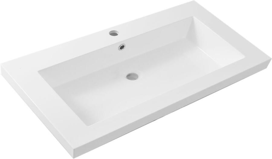 Wiesbaden Meubelwastafel Vision Rechthoek 80x47x5 5cm Kunstmarmer Glans Wit 1 Kraangat Overloop