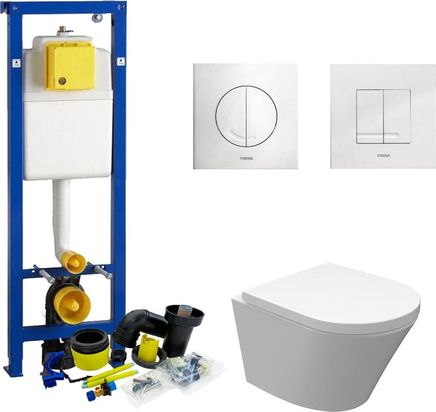 Wiesbaden Wisa XS Toiletset set18 Vesta Junior Rimless 47 cm met Argos of Delos drukplaat