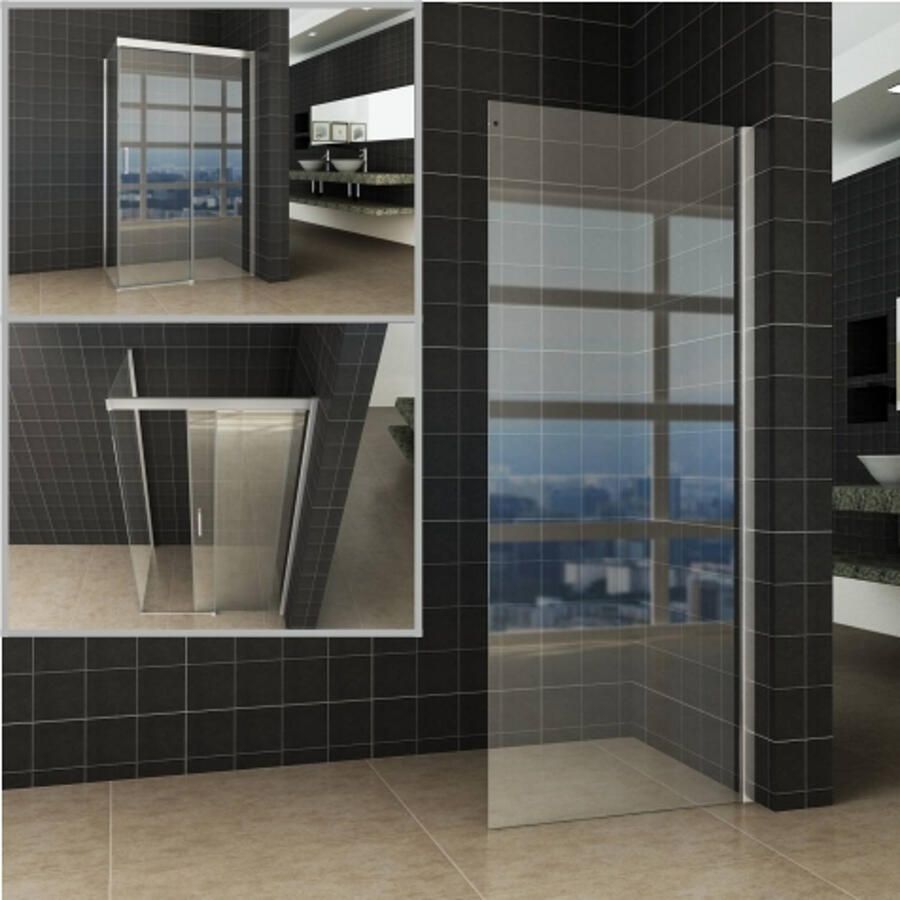 Wiesbaden Inloopdouche Side Zijwand 110x200 cm met 8mm Veiligheidsglas voor Softclose 2.0 Schuifdeur en Slide Nisdeur 110cm