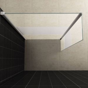 Wiesbaden Douchewand Miami 35x200cm Antikalk Helder Mat Glas Chroom Hoekprofiel 10mm Veiligheidsglas Easy Clean