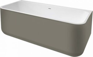 Xenz Guido halfvrijstaand Solid Surface bad 160x71cm Bicolor Wit Zijdegrijs