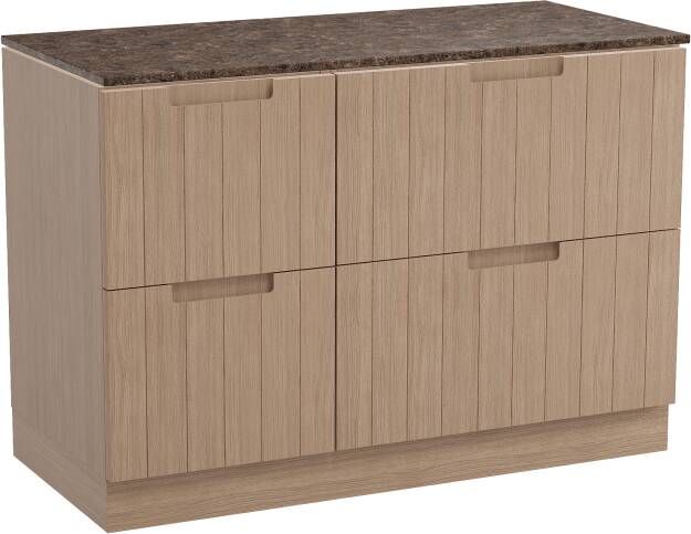 Balmani Adagio staand badmeubel 120 x 55 5 cm verweerd eiken met Stretto enkel of dubbel wastafelblad in dark emperador marmer