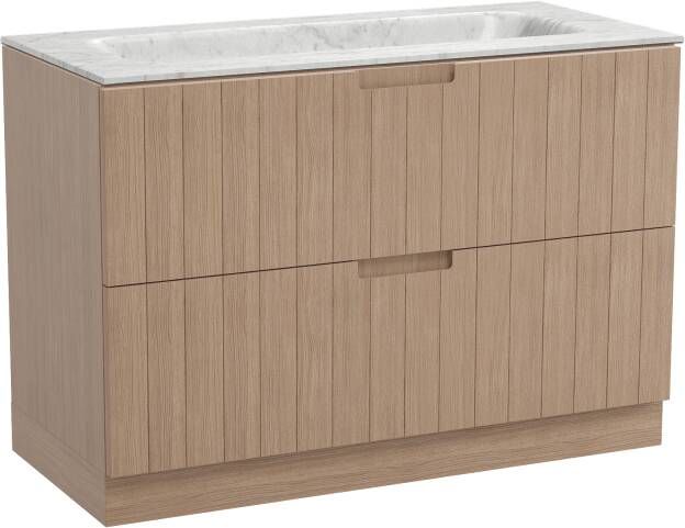Balmani Adagio staand badmeubel 120 x 55 5 cm verweerd eiken met Tablo Arcato enkele wastafel in carrara marmer