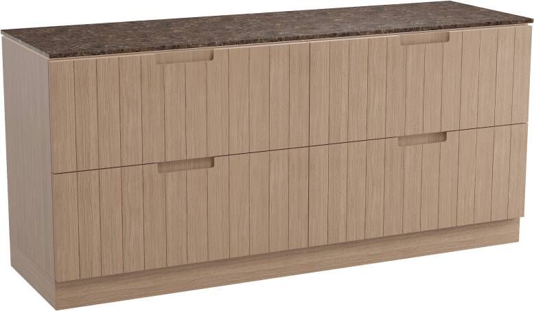 Balmani Adagio staand badmeubel 180 x 55 5 cm verweerd eiken met Stretto enkel of dubbel wastafelblad in dark emperador marmer