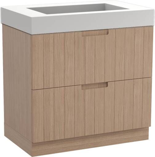 Balmani Adagio staand badmeubel 90 x 55 5 cm verweerd eiken met Modus enkele wastafel in mat witte solid surface