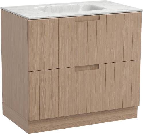 Balmani Adagio staand badmeubel 90 x 55 5 cm verweerd eiken met Tablo Arcato enkele wastafel in carrara marmer