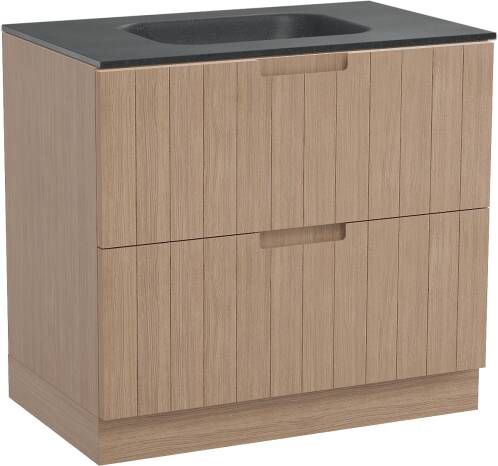 Balmani Adagio staand badmeubel 90 x 55 5 cm verweerd eiken met Tablo Arcato enkele wastafel in verzoete graniet
