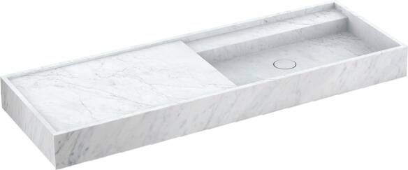 Balmani Cubo asymmetrisch rechtse wastafel Carrara marmer 140 x 49 cm