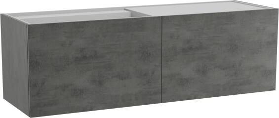 Balmani Cubo zwevend badkamermeubel 164 x 53 cm beton donkergrijs met Cubo asymmetrisch linkse wastafel in matte solid surface