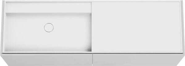Balmani Cubo zwevend badmeubel 160 x 49 cm mat wit met Cubo asymmetrisch linkse wastafel in mat witte solid surface