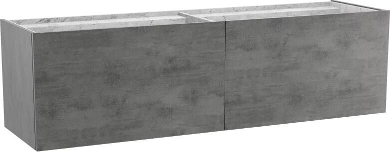 Balmani Cubo zwevend badmeubel 180 x 49 cm beton donkergrijs met Cubo dubbele wastafel in carrara marmer