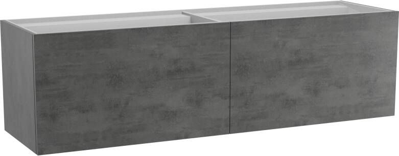 Balmani Cubo zwevend badmeubel 180 x 49 cm beton donkergrijs met Cubo dubbele wastafel in mat witte solid surface