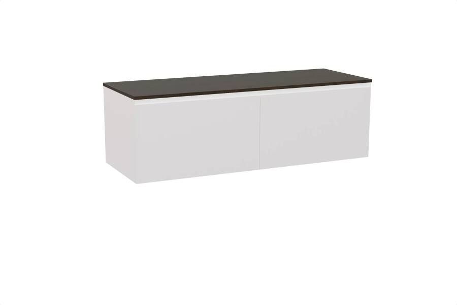 Balmani Idra zwevend badmeubel 150 x 55 cm mat wit met Sfera enkel of dubbel wastafelblad in melamine