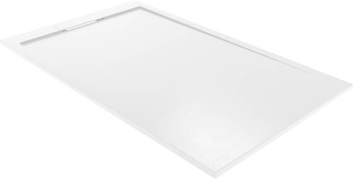 Balmani Indus douchebak 150 x 90 cm composietmarmer mat wit leisteenstructuur