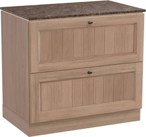 Balmani Lemon staand badmeubel 90 x 55 5 cm verweerd eiken met Stretto enkel wastafelblad in dark emperador marmer