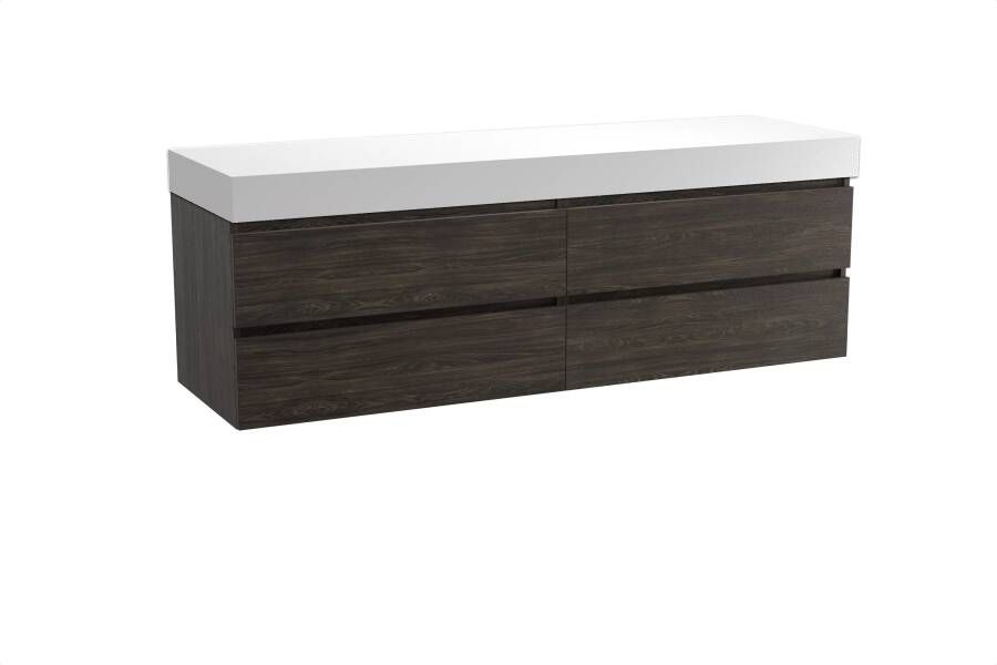 Balmani Lucida zwevend badmeubel 180 x 55 cm gerookt eiken met Dominus enkel of dubbel wastafelblad in