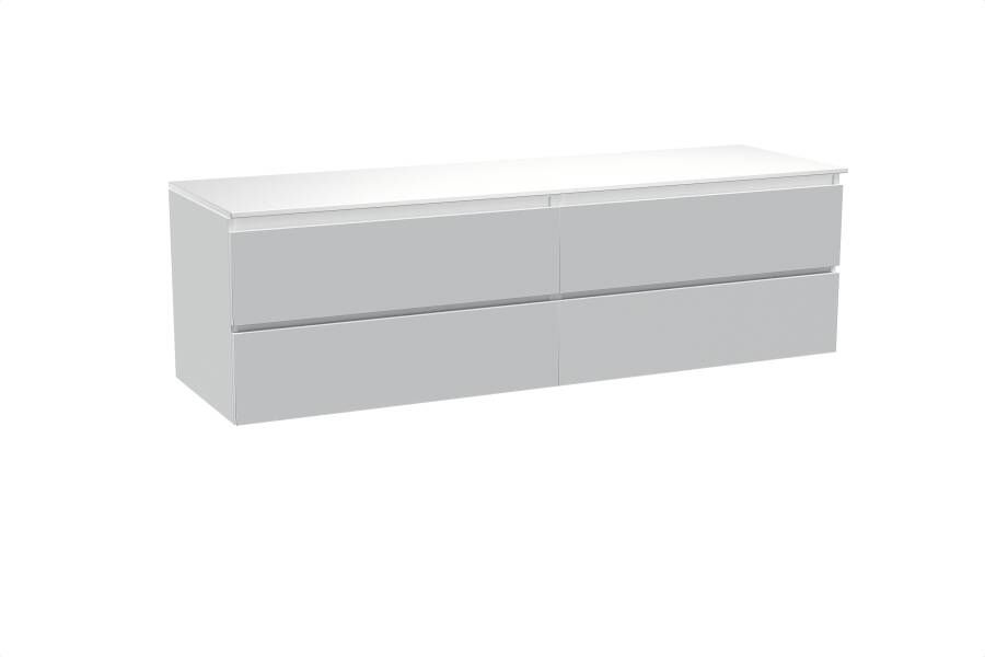 Balmani Lucida zwevend badmeubel 180 x 55 cm mat wit met Stretto dubbel wastafelblad in matte Solid Surface