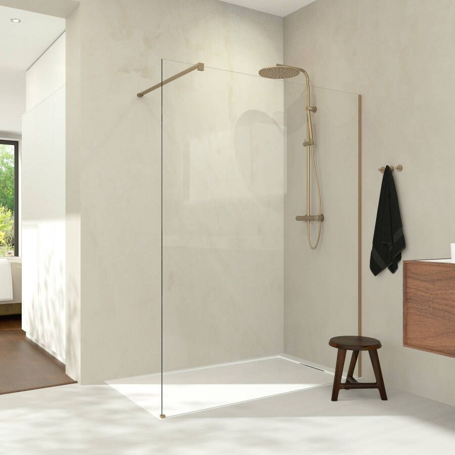 Balmani Modular inloopdouche 140 x 200 cm helder glas Brushed Champagne Gold profiel