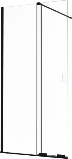 Balmani Move Slide inloopdouche met uitschuifbare wand 100 x 200 cm helder glas mat zwart profiel