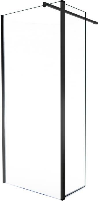 Balmani Move inloopdouche met beweegbare zijwand 100 x 200 cm helder glas mat zwart profiel