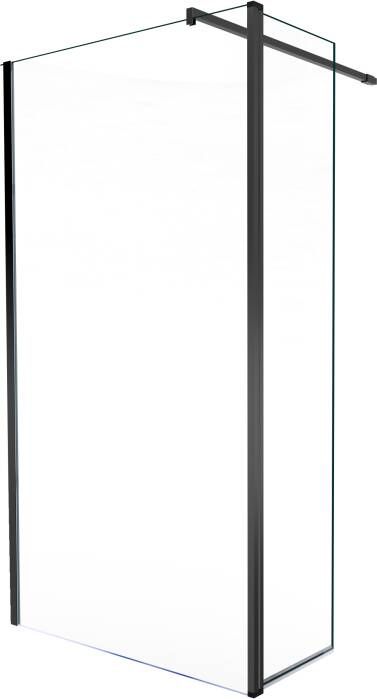 Balmani Move inloopdouche met beweegbare zijwand 120 x 200 cm helder glas mat zwart profiel