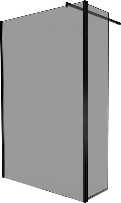Balmani Move inloopdouche met beweegbare zijwand 140 x 200 cm rookglas mat zwart profiel