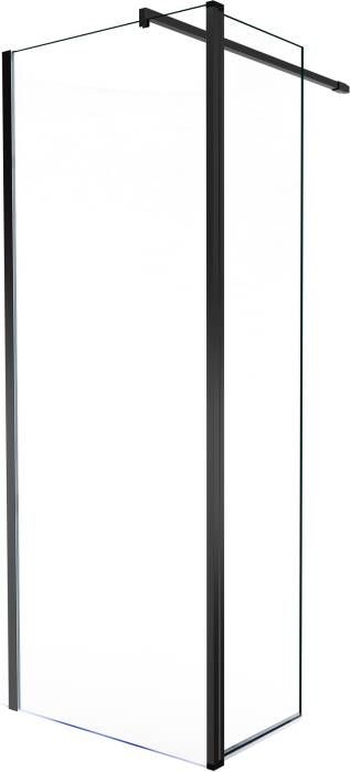 Balmani Move inloopdouche met beweegbare zijwand 90 x 200 cm helder glas mat zwart profiel