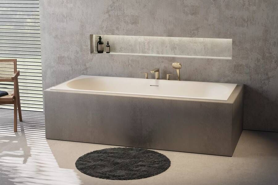 Balmani Rallanta tweepersoons inbouwbad 180 x 82 cm Solid Surface mat wit