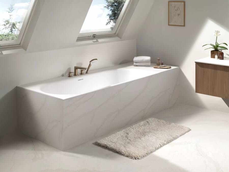 Balmani Rallanta Cresta tweepersoons inbouwbad 180 x 90 cm Solid Surface mat wit