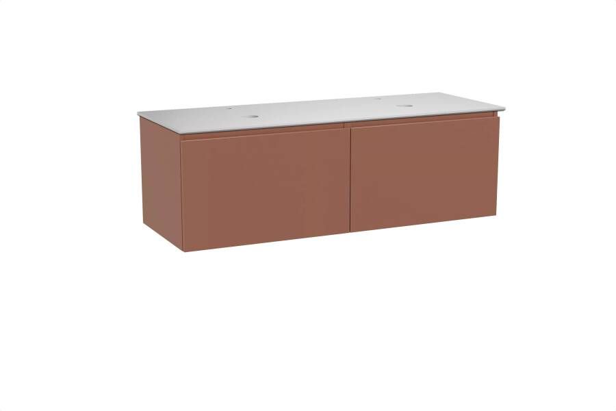 Balmani Sfera zwevend badmeubel 150 x 55 cm cotto met Facetta dubbel wastafelblad in solid surface mat wit