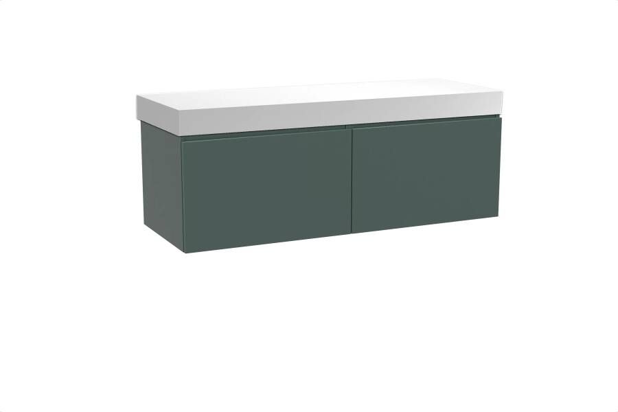 Balmani Sfera zwevend badmeubel 150 x 55 cm forest met Dominus enkel of dubbel wastafelblad in solid surface mat wit