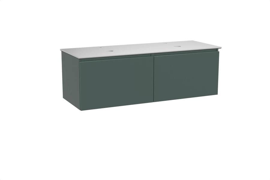Balmani Sfera zwevend badmeubel 150 x 55 cm forest met Facetta dubbel wastafelblad in solid surface mat wit
