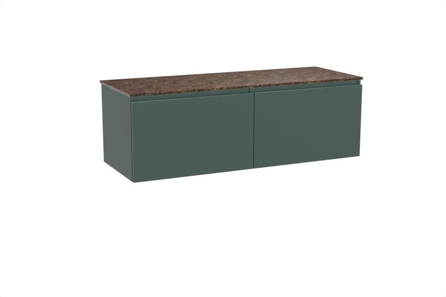 Balmani Sfera zwevend badmeubel 150 x 55 cm forest met Stretto enkel of dubbel wastafelblad in marmer dark emperador