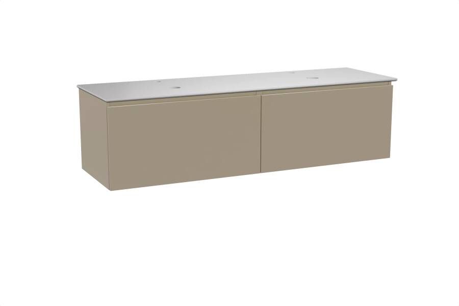 Balmani Sfera zwevend badmeubel 180 x 55 cm dune met Facetta dubbel wastafelblad in solid surface mat wit