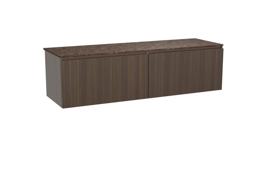 Balmani Sfera zwevend badmeubel 180 x 55 cm eucalyptus met Stretto enkel of dubbel wastafelblad in marmer dark emperador
