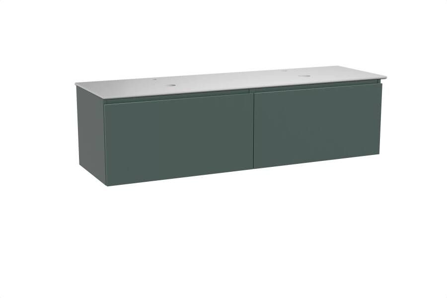 Balmani Sfera zwevend badmeubel 180 x 55 cm forest met Facetta dubbel wastafelblad in solid surface mat wit