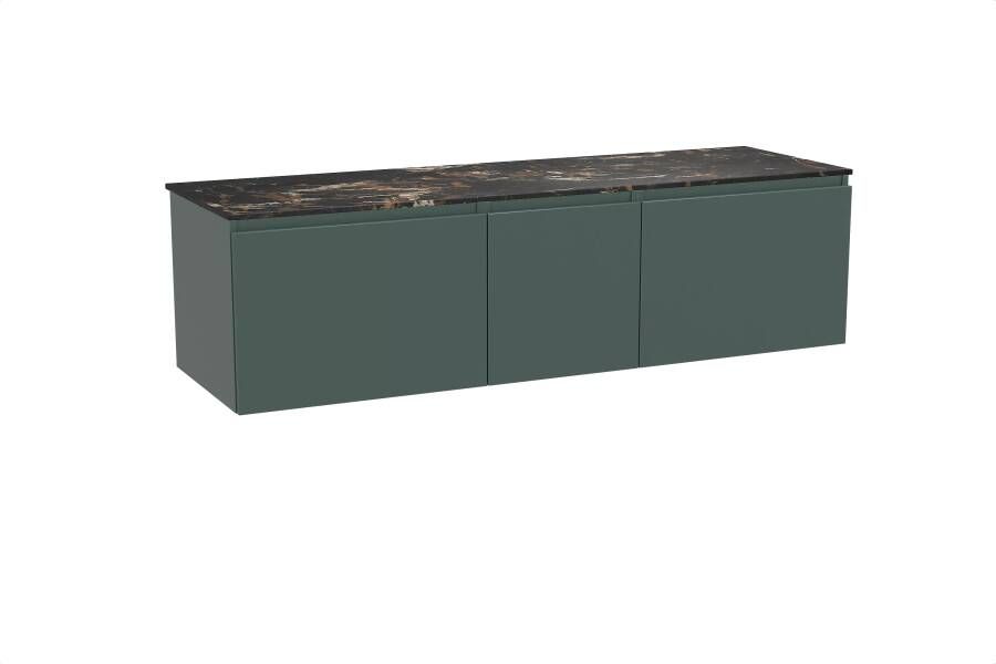 Balmani Sfera zwevend badmeubel 180 x 55 cm forest met Stretto enkel of dubbel wastafelblad in marmer portoro gold