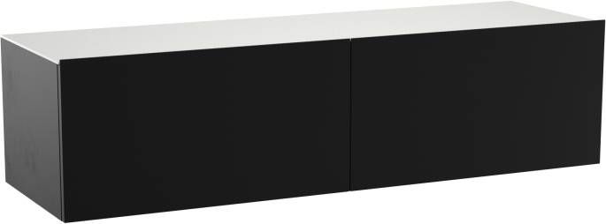 Balmani Studio zwevend badmeubel 160 x 49 cm mat zwart met Quadro dubbele wastafel in matte Solid Surface