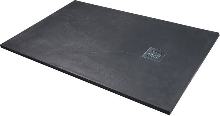 Balmani Vibe douchebak 120 x 90 cm composietmarmer donkergrijs leisteenstructuur